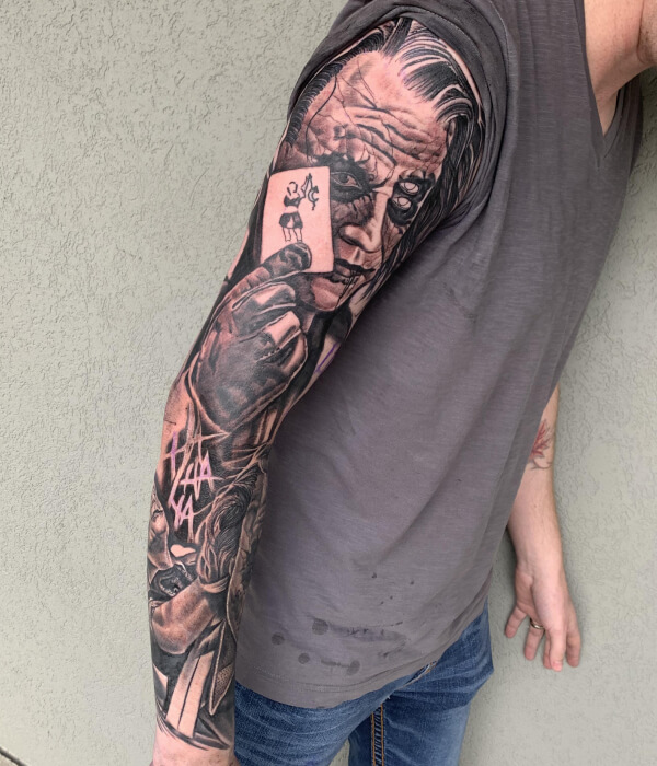 Joker Full Sleeve With card Tattoo