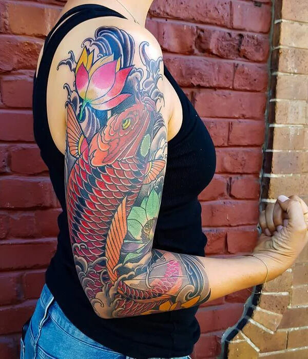 Koi Fish Half Sleeve Tattoo