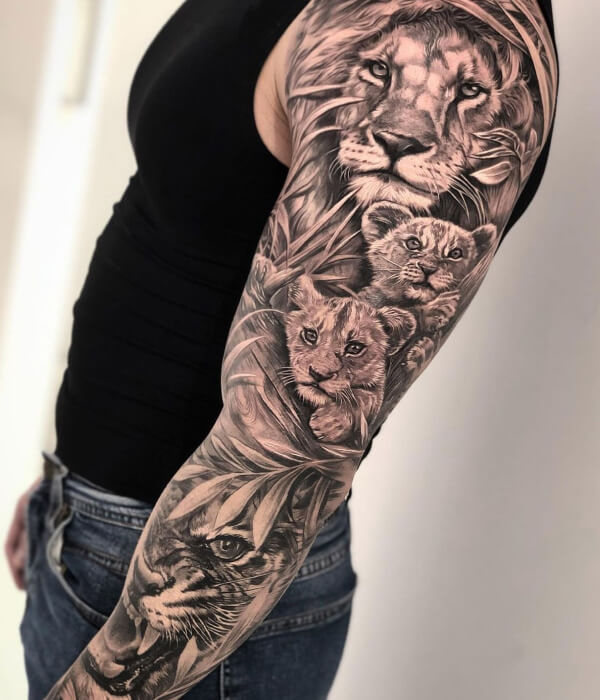 Lion Full Sleeve Tattoo