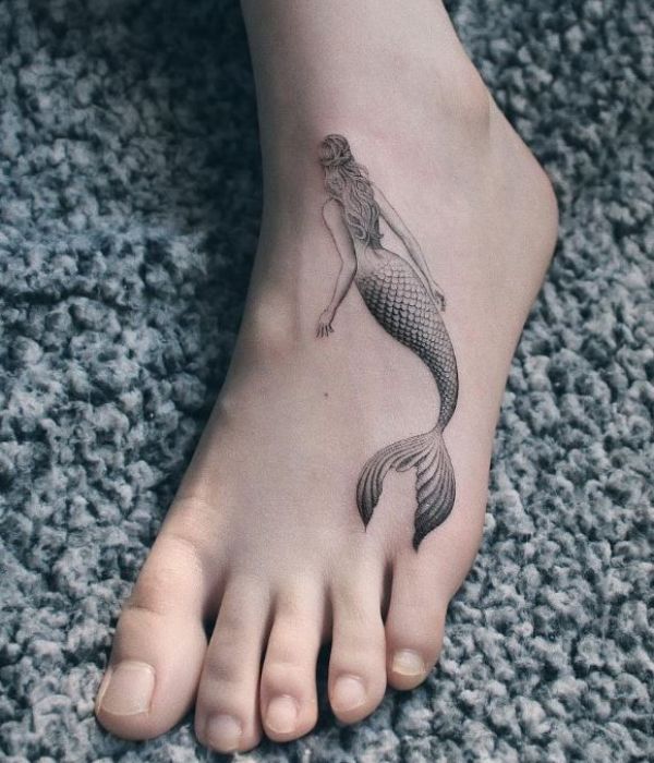 Mermaid tattoo on foot