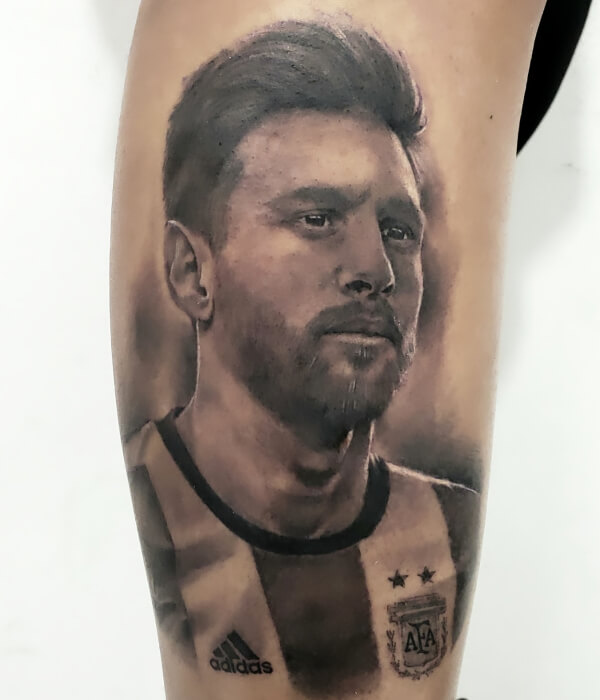 Messi portrait face Tattoo