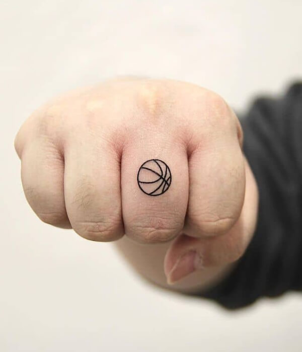 Minimalism basketball tattoo designs on finger