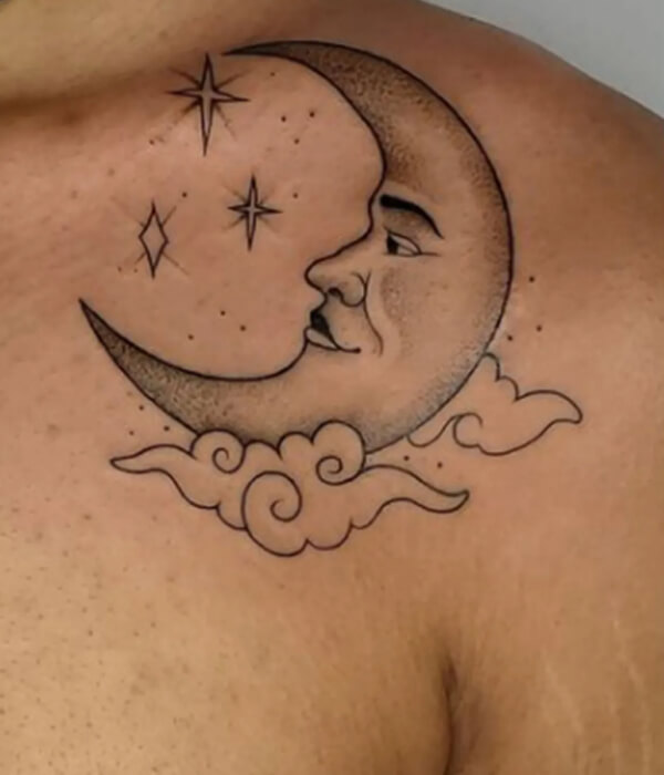 Moon Collar bone Tattoos Men ideas
