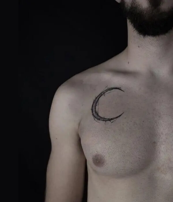 Moon Collar bone Tattoos Men