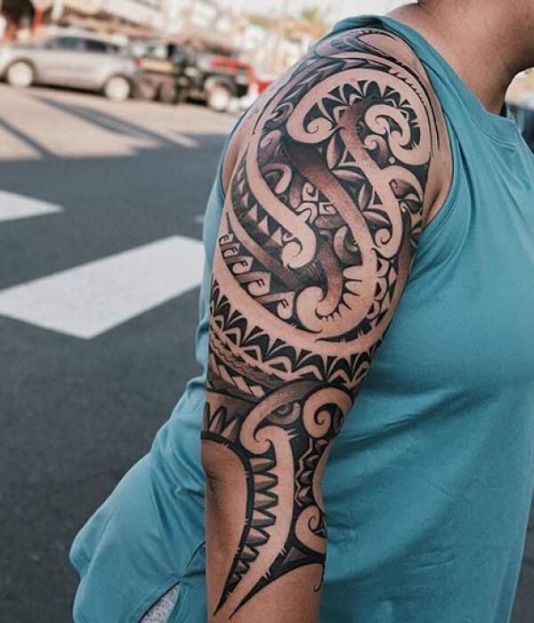 Polynesian Half Sleeve Tattoo