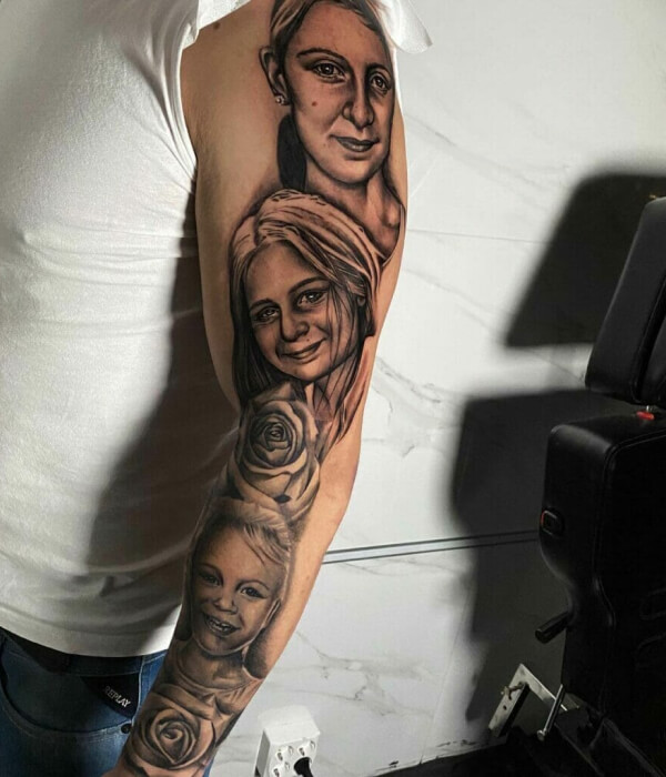 Portrait Full Sleeve wife or daughter Tattoo