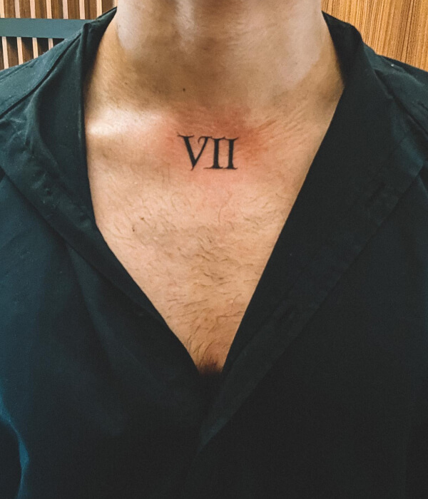 Roman Numerals Collarbone Tattoo