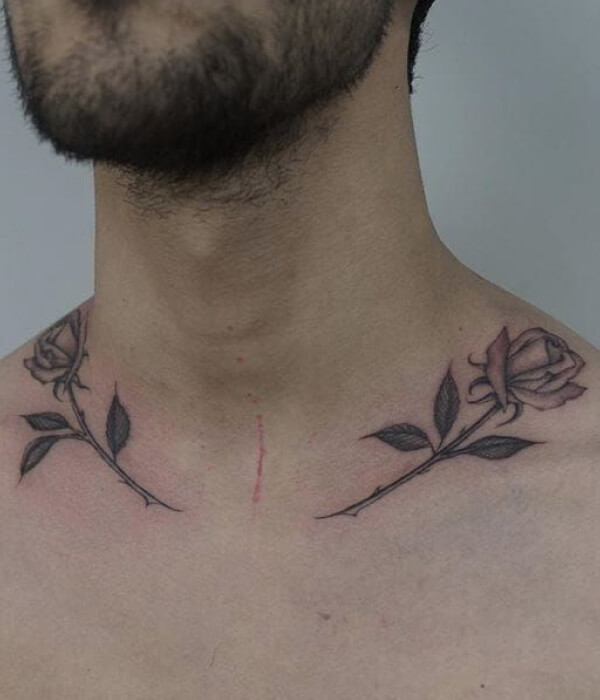 Rose Collarbone Tattoo design