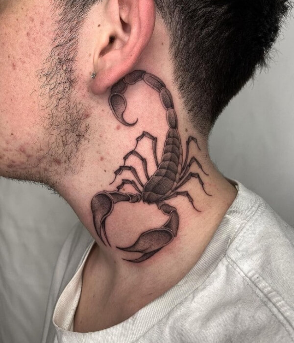 Scorpio neck tattoo