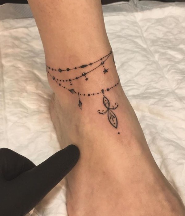 Simple String Anklet Tattoo