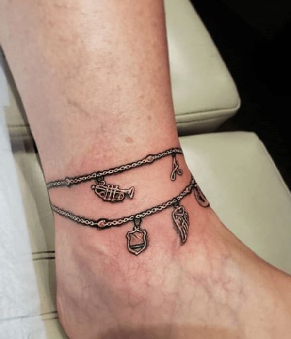 Simple String Anklet Tattoos
