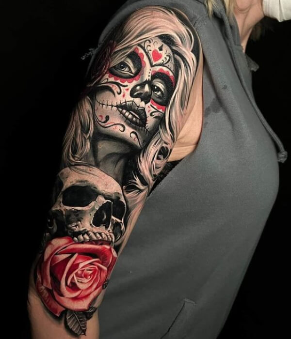 Skull Half-Sleeve Tattoo