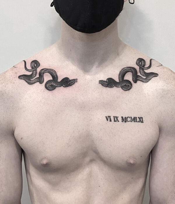 Snake Collarbone Tattoo for men