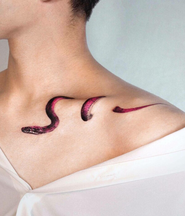 Snake Collarbone Tattoo