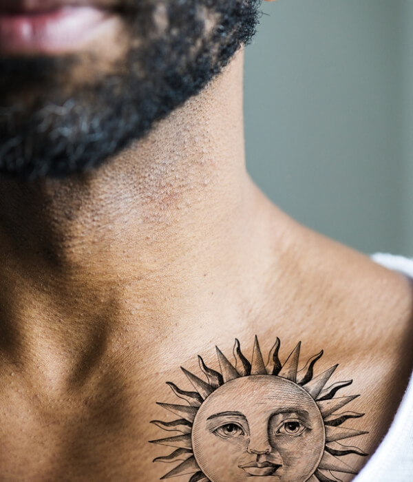 Sun Collarbone Tattoo