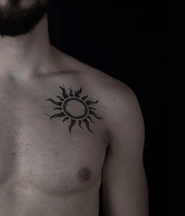 Sun Collarbone Tattoo