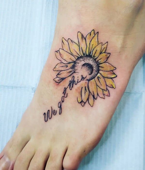 Sunflower foot tattoo