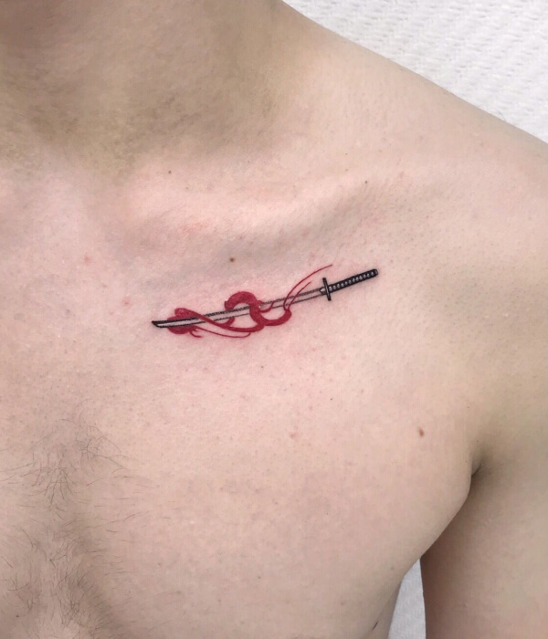 Sword Collarbone Tattoo