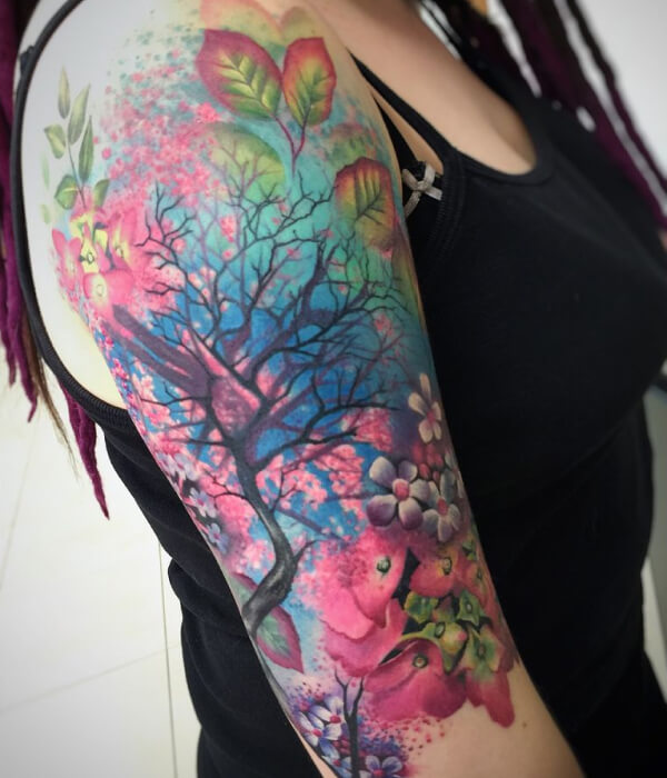 Tree Half Sleeve Tattoo