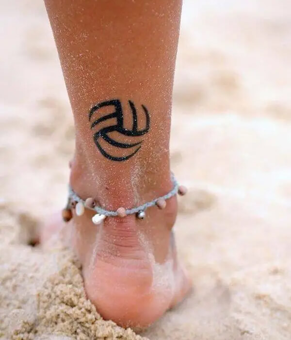 Tribal Basketball leg Tattoo