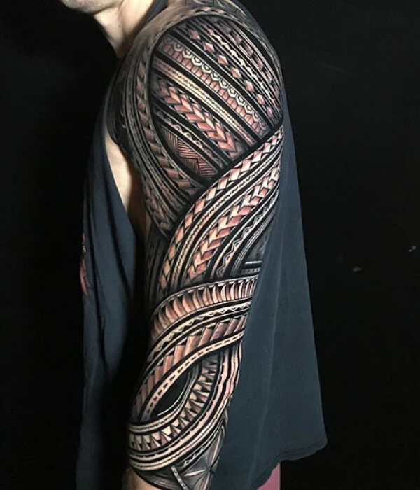 Tribal Full Sleeve 3D Tattoo