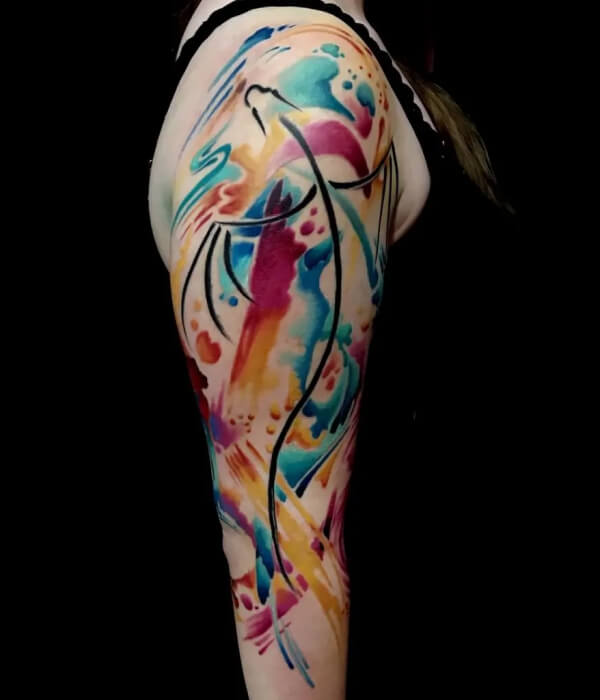 Watercolor Half Sleeve Tattoo