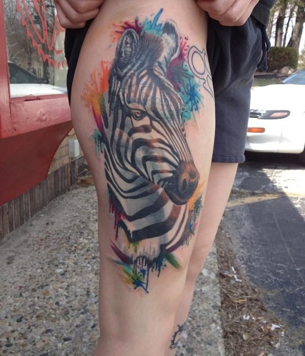 Watercolour Zebra Tattoo 2