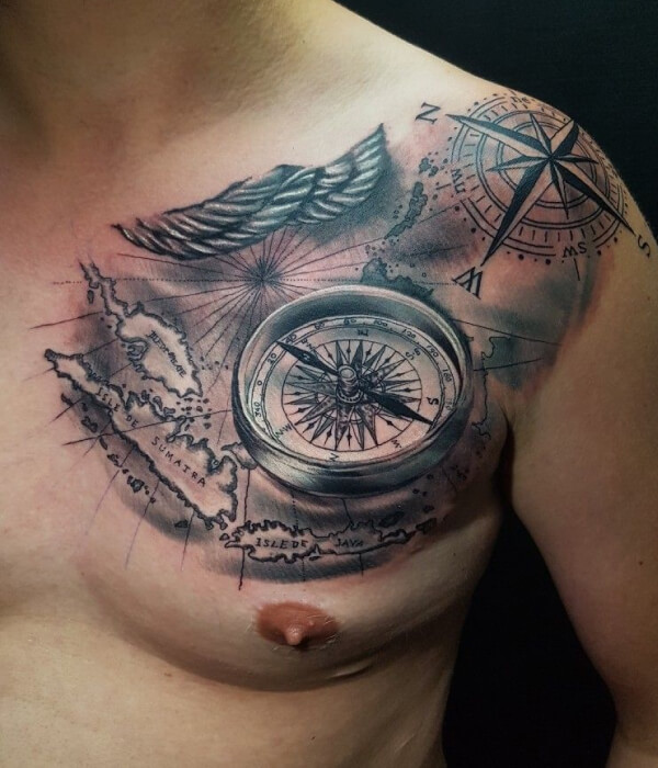 chest Compass Tattoo