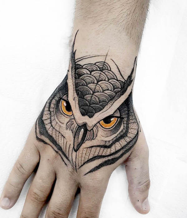 hand Owl Tattoo