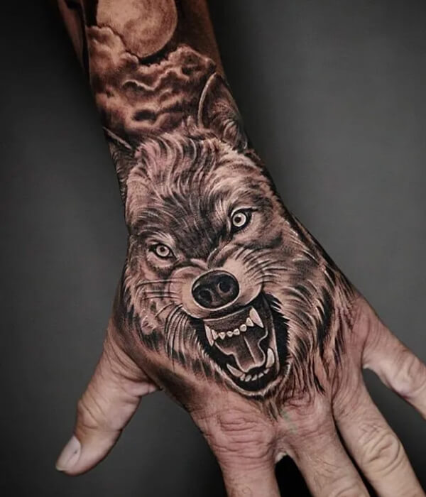 hand Wolf Tattoo
