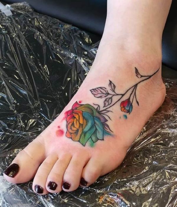 roses foot tatoos