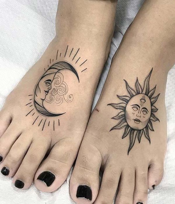 sun moon tattoo