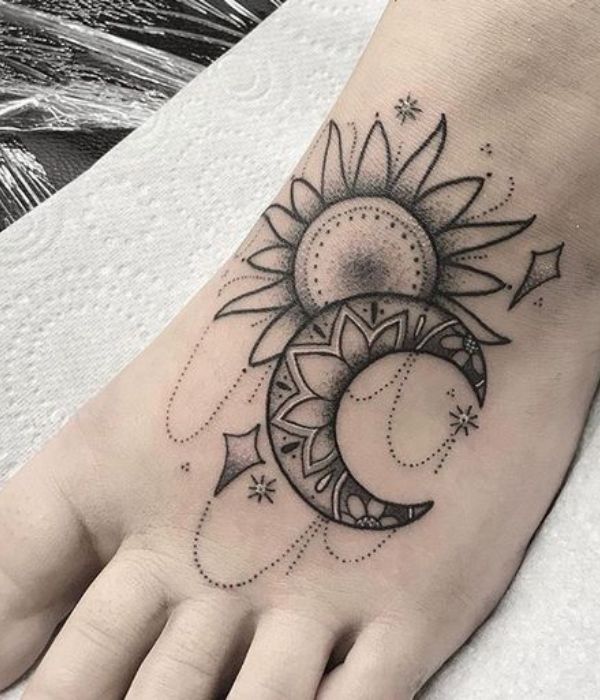 sunmoon foot tatoo