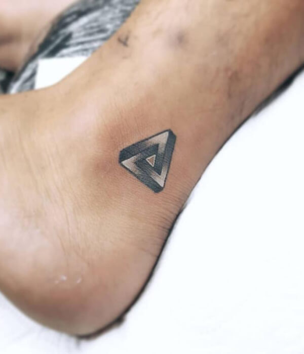 3D Triangle Tattoo on foot