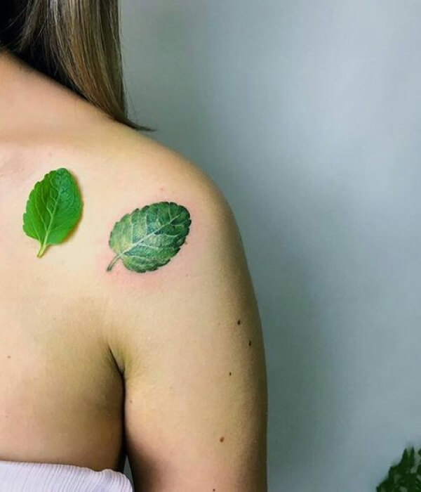 3D leaf tattoo ideas