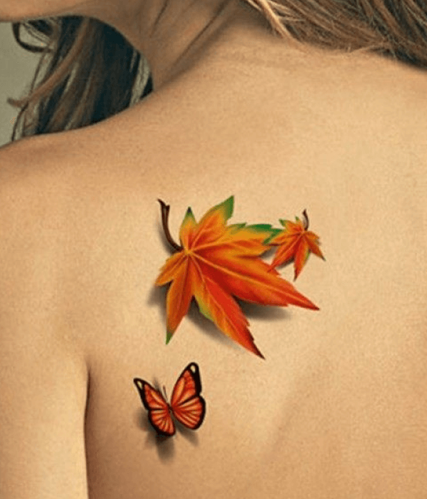 3D leaf tattoo ideas