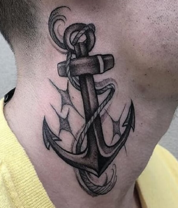 Anchor Neck tattoo