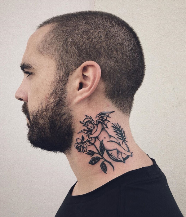 Angel Neck Tattoo for men