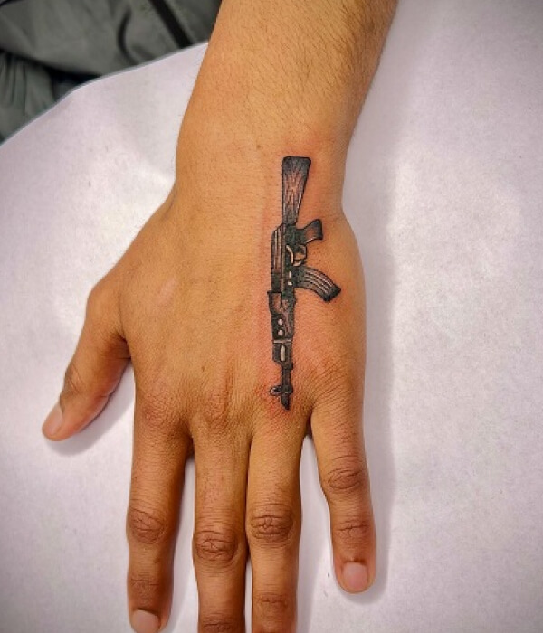 Army Gun hand Tattoo