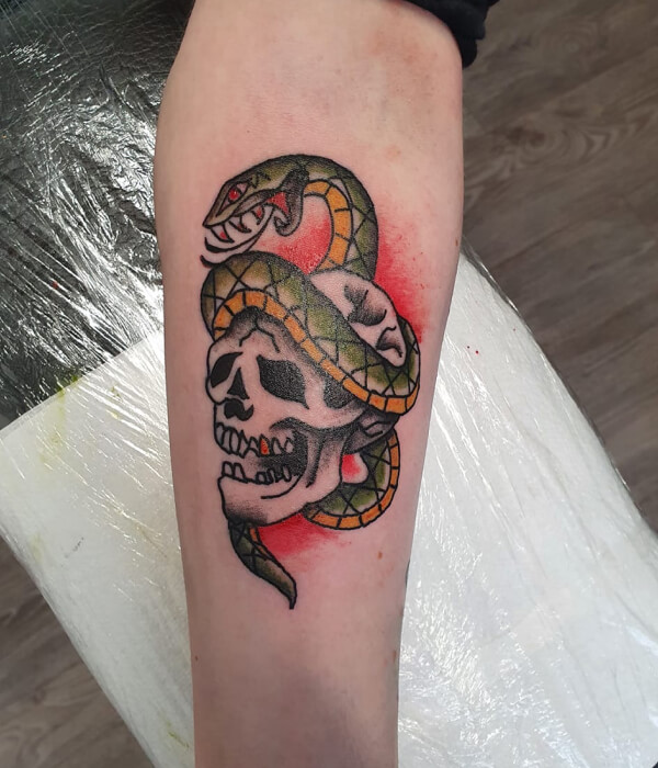 Army Skull With Daggers Tattoo