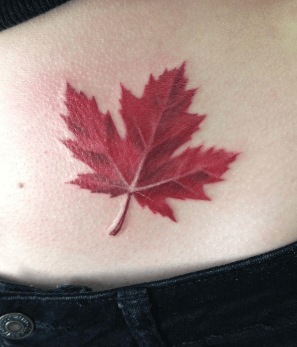 Autumn leaf tattoo design