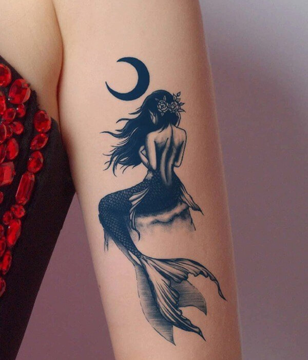 Black Mermaid Tattoo design