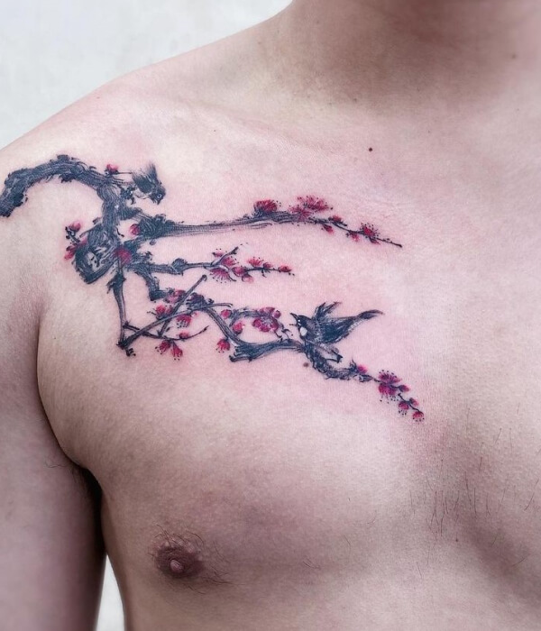 Cherry blossom leaf tattoo ideas