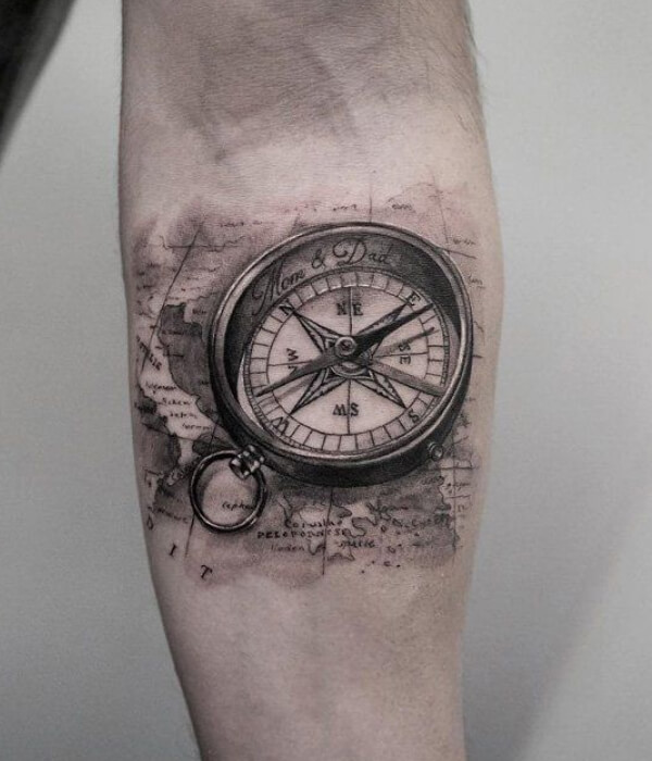 Compass Army Tattoo on hand
