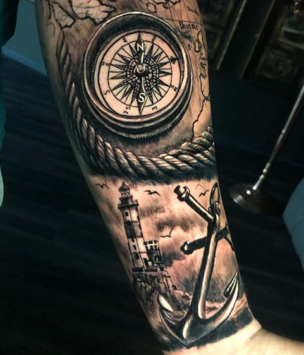 Compass Army Tattoo