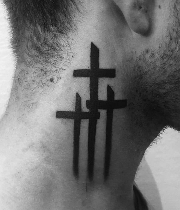 Cross Neck Tattoo