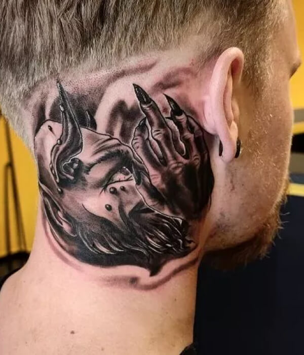 Devil and Angel Neck Tattoo for men