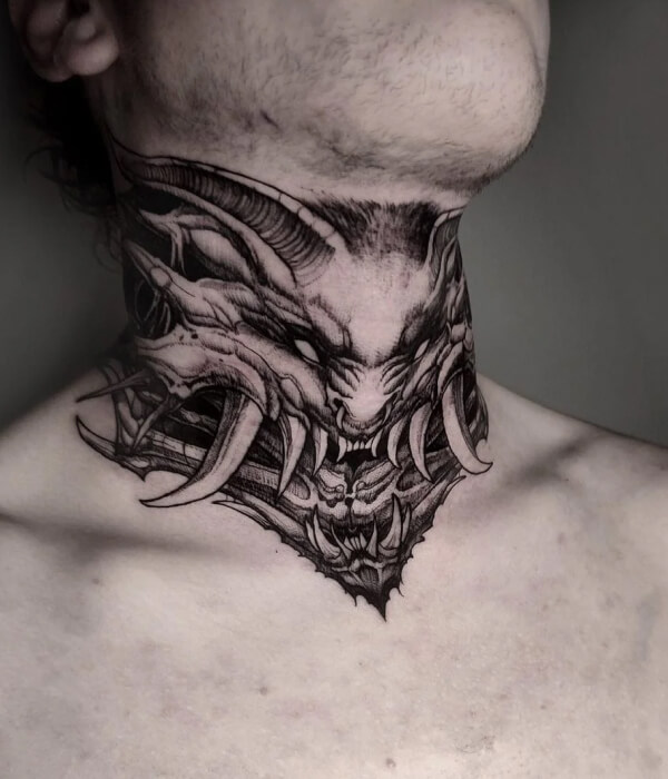 Devil and Angel Neck Tattoo