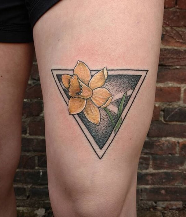 Floral Triangle Tattoo on T-high