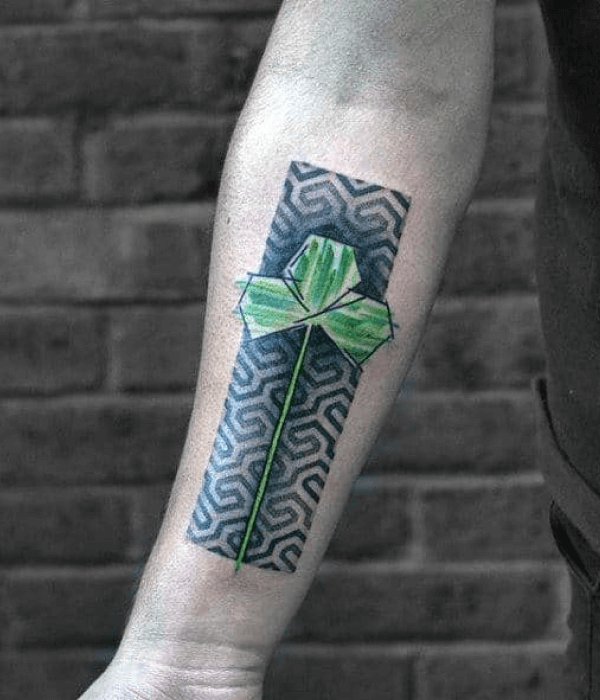 Geometric clover leaf tattoo ideas